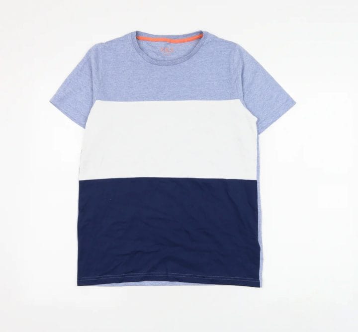 Boys Blue Colourblock Cotton Basic T-Shirt